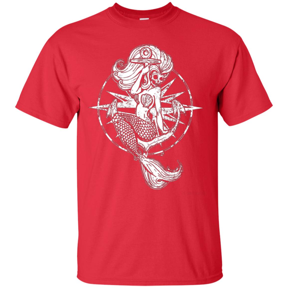 Mermaid Lover T-shirt Skull Mermaid Red