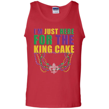 Mardi Gras Beads T-shirt I_m Just Here For The King Cake Red