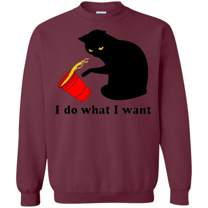 Cat Lover T-shirt I Do What I Want Maroon