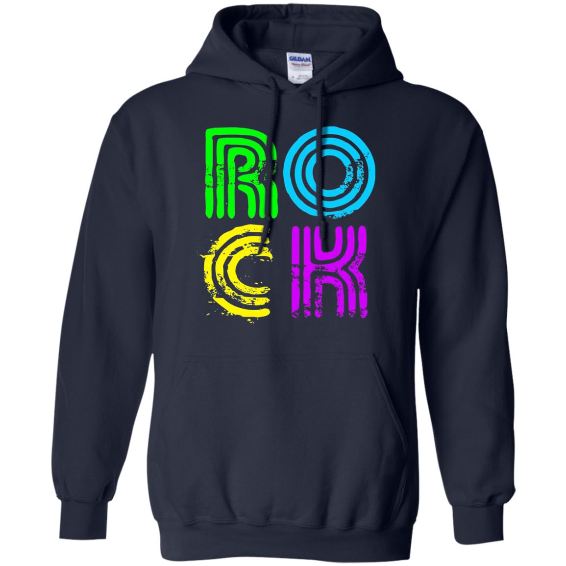 Bright Neon Colours Rock 80_s Retro Theme T-shirt Navy