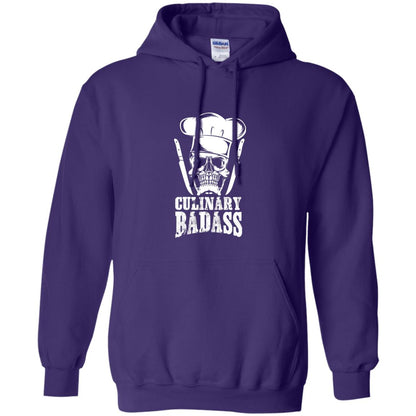 Culinary Badass Funny Chef Skull Knifes Cooking Tshirt Purple