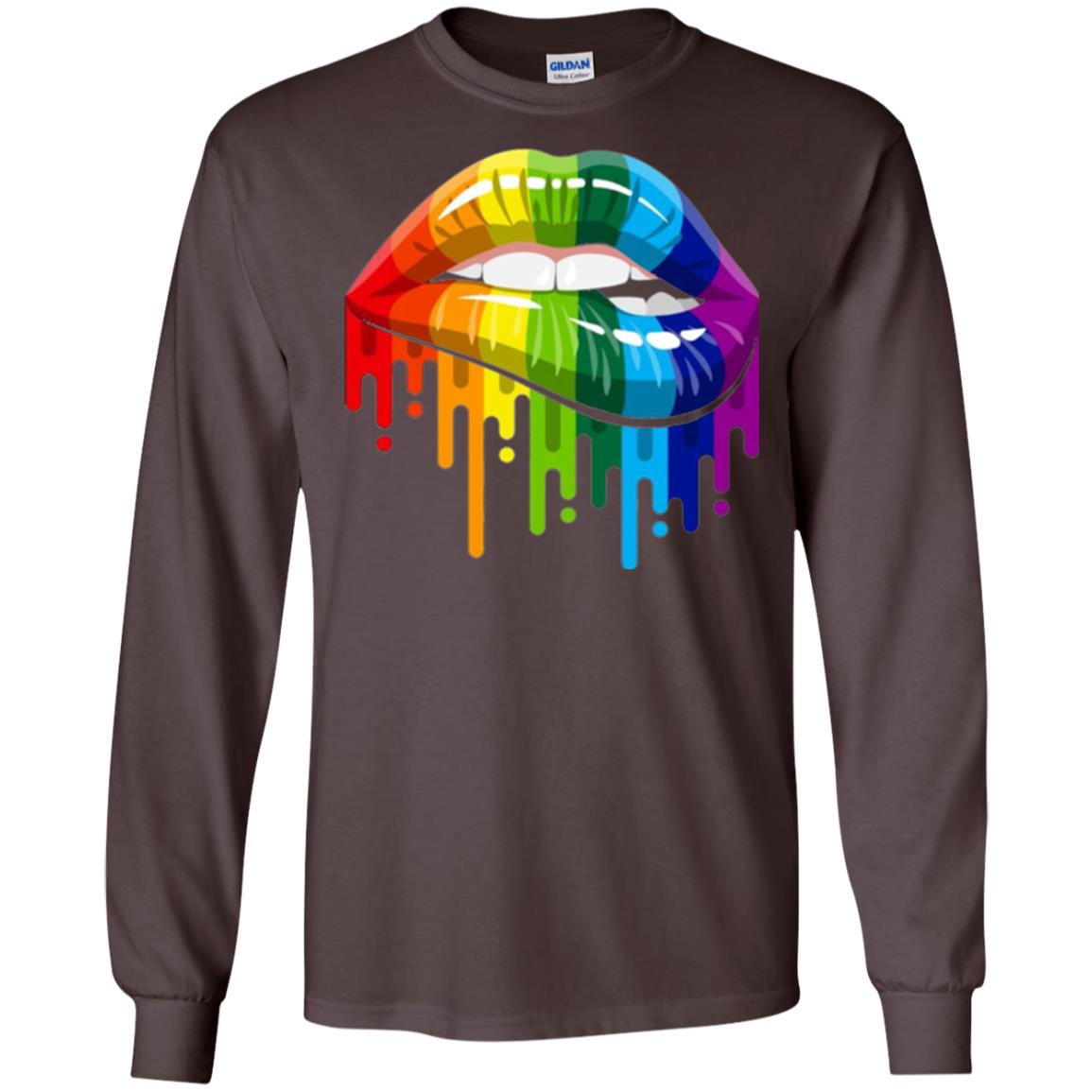 Rainbow Lips Pride Lgbt T-shirt Dark Chocolate