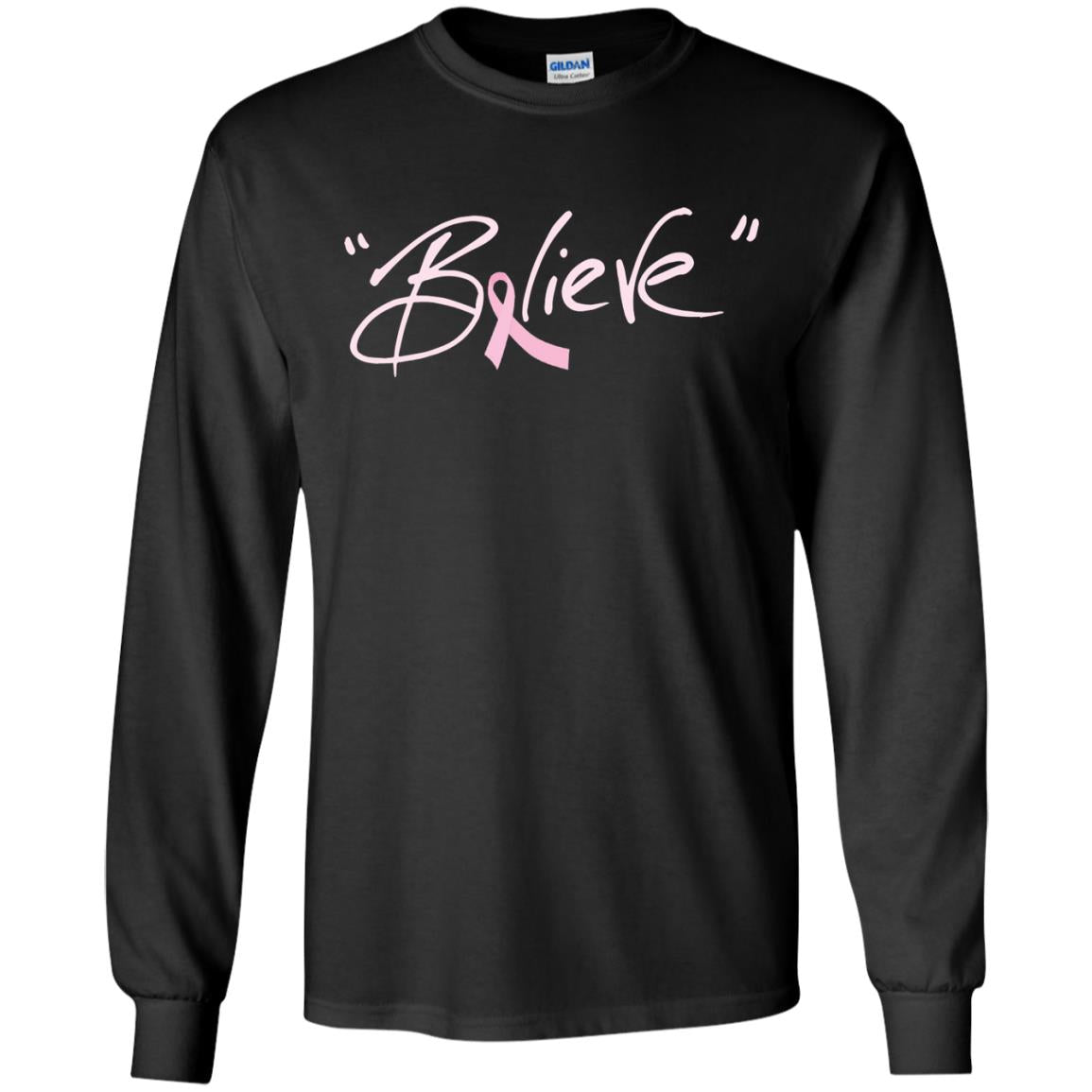 Breast Cancer Awareness Shirt Pink Ribbon Believe Black