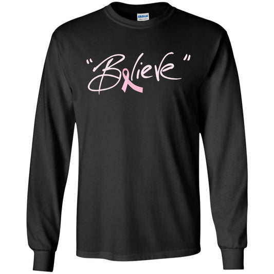 Breast Cancer Awareness Shirt Pink Ribbon Believe Black
