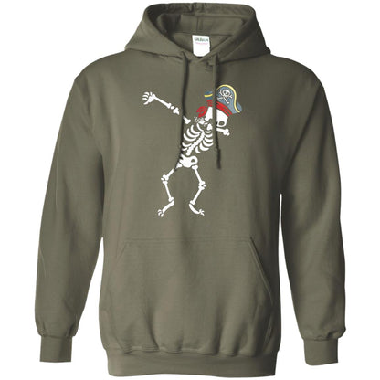 Dabbing Skeleton With Pirates Hat T-shirt Military Green