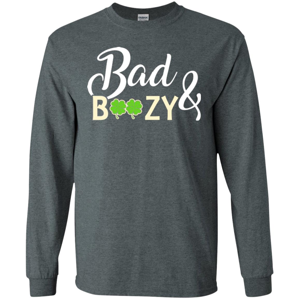 Saint Patrick's Day T-shirt Bad And Boozy Shamrock Dark Heather