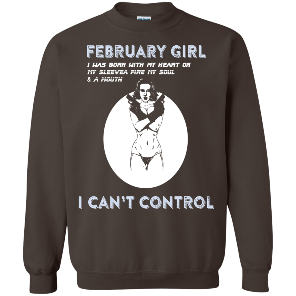 February Girl I Was Born With My Heart T-shirt Dark Chocolate
