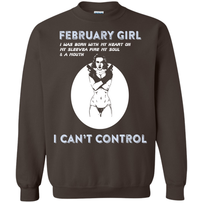 February Girl I Was Born With My Heart T-shirt Dark Chocolate