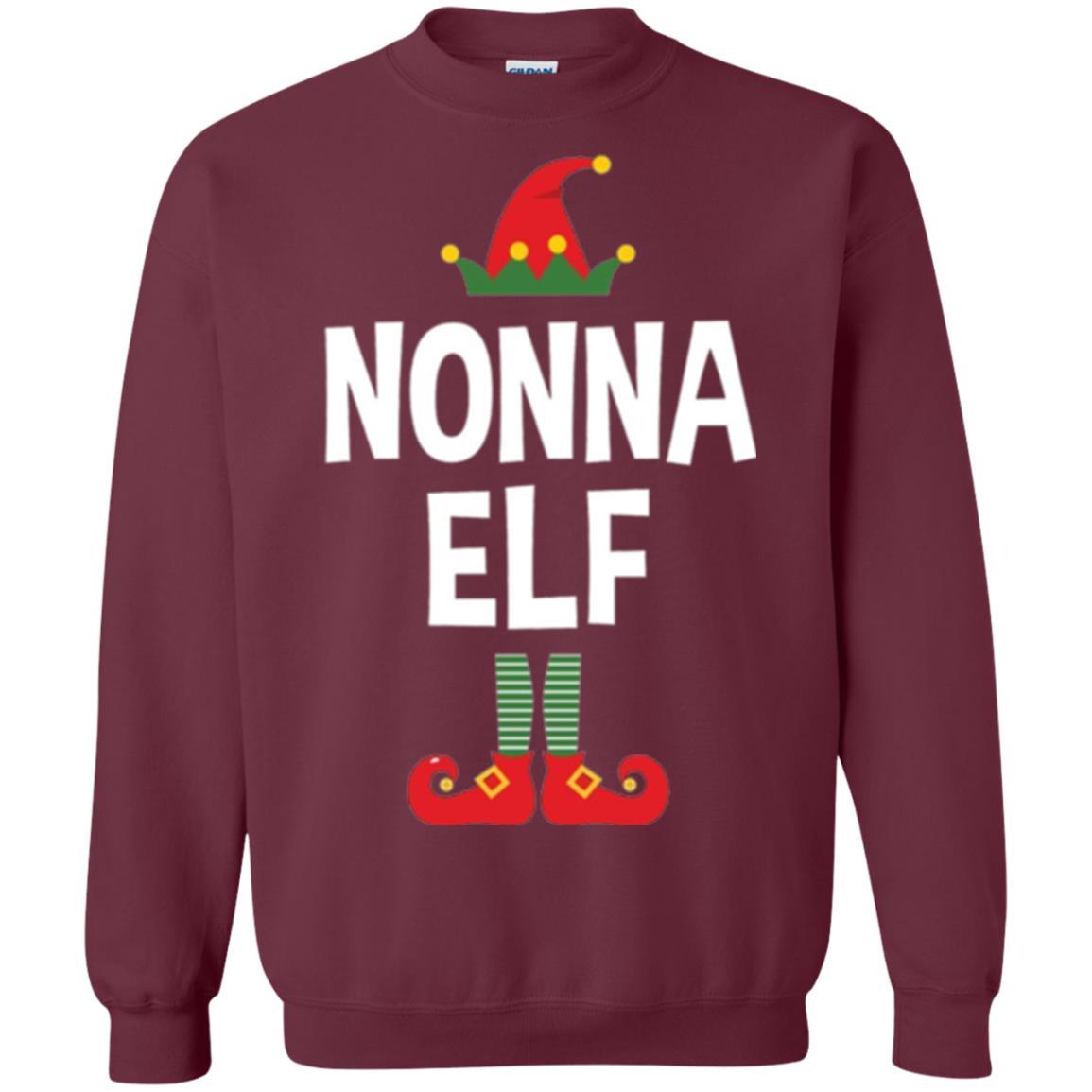 Christmas T-shirt Nonna Elf Christmas Pajamas Maroon