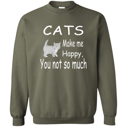Cat Lover T-shirt Cats Make Me Happy You Not So Much Military Green