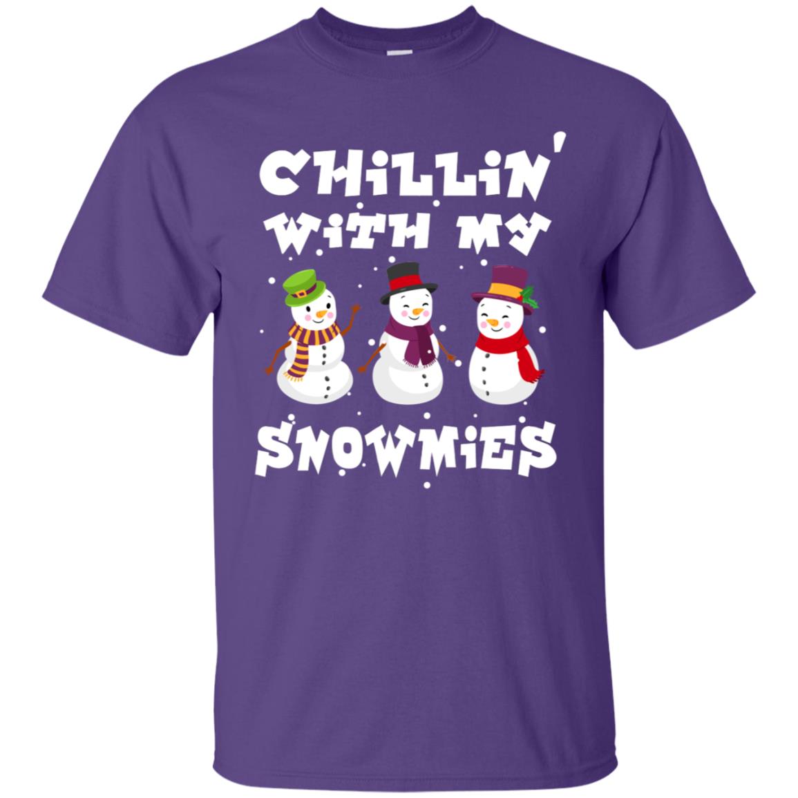 Chillin' With My Snowmie Snowman X-mas Gift Shirt For Mens Womens Kids Purple