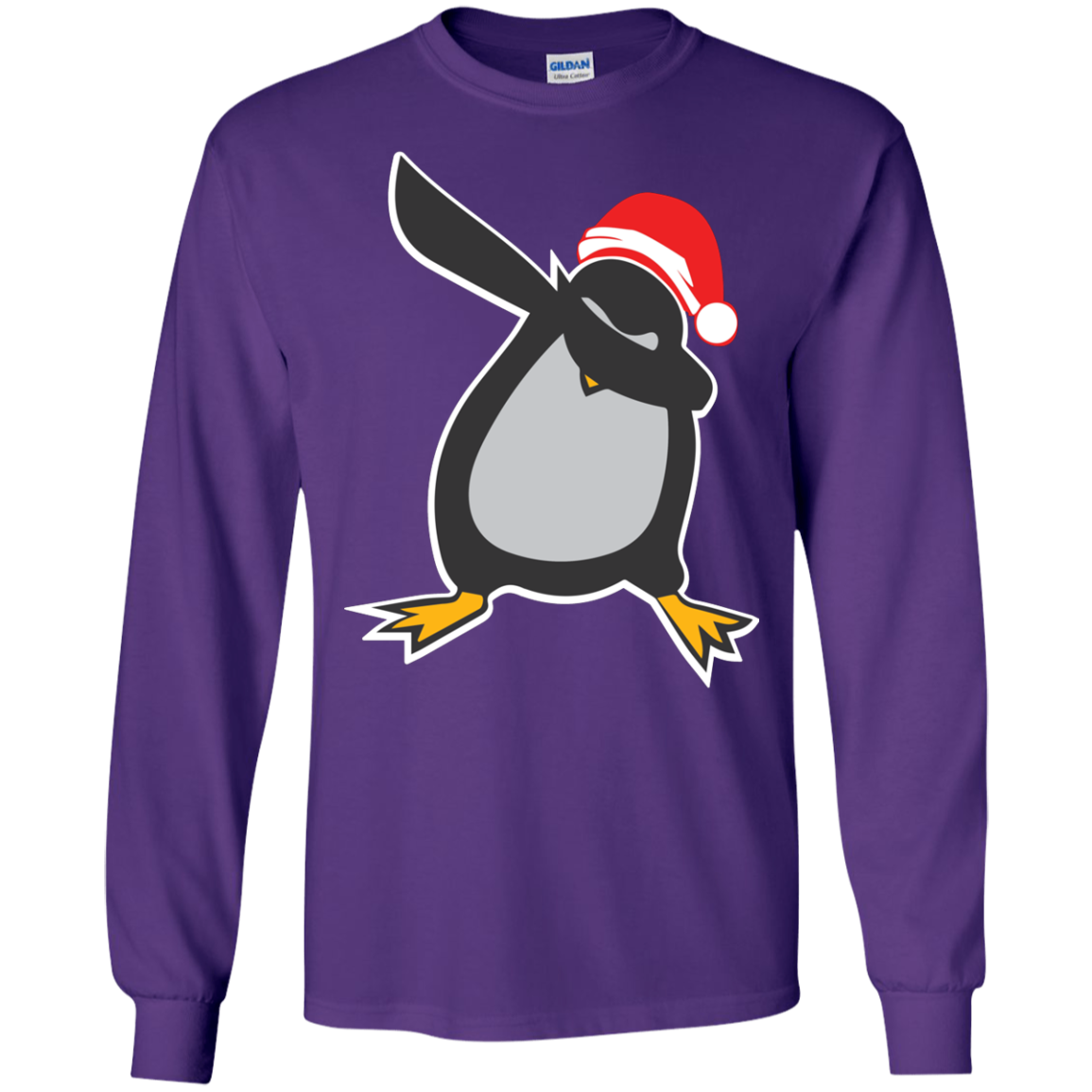 Christmas T-Shirt Dabbing Penguin Purple