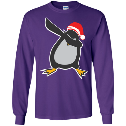 Christmas T-Shirt Dabbing Penguin Purple