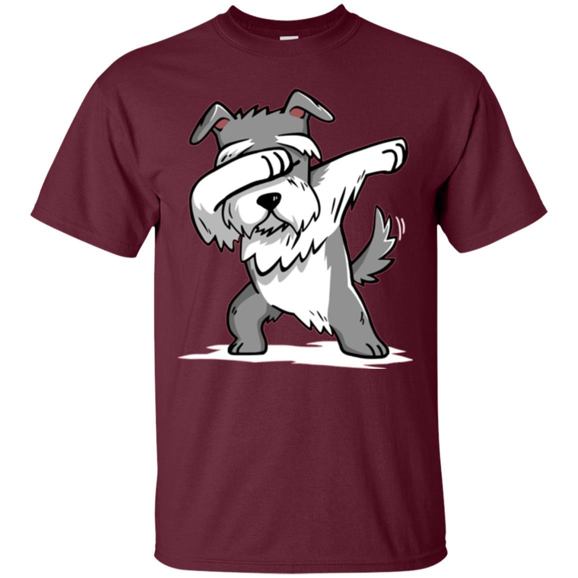 Dog Lover T-shirt Miniature Schnauzer Cute Dabbing Maroon