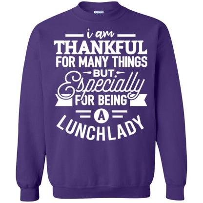 Lunch Lady T-shirt I Am Thankful For Many Things Purple
