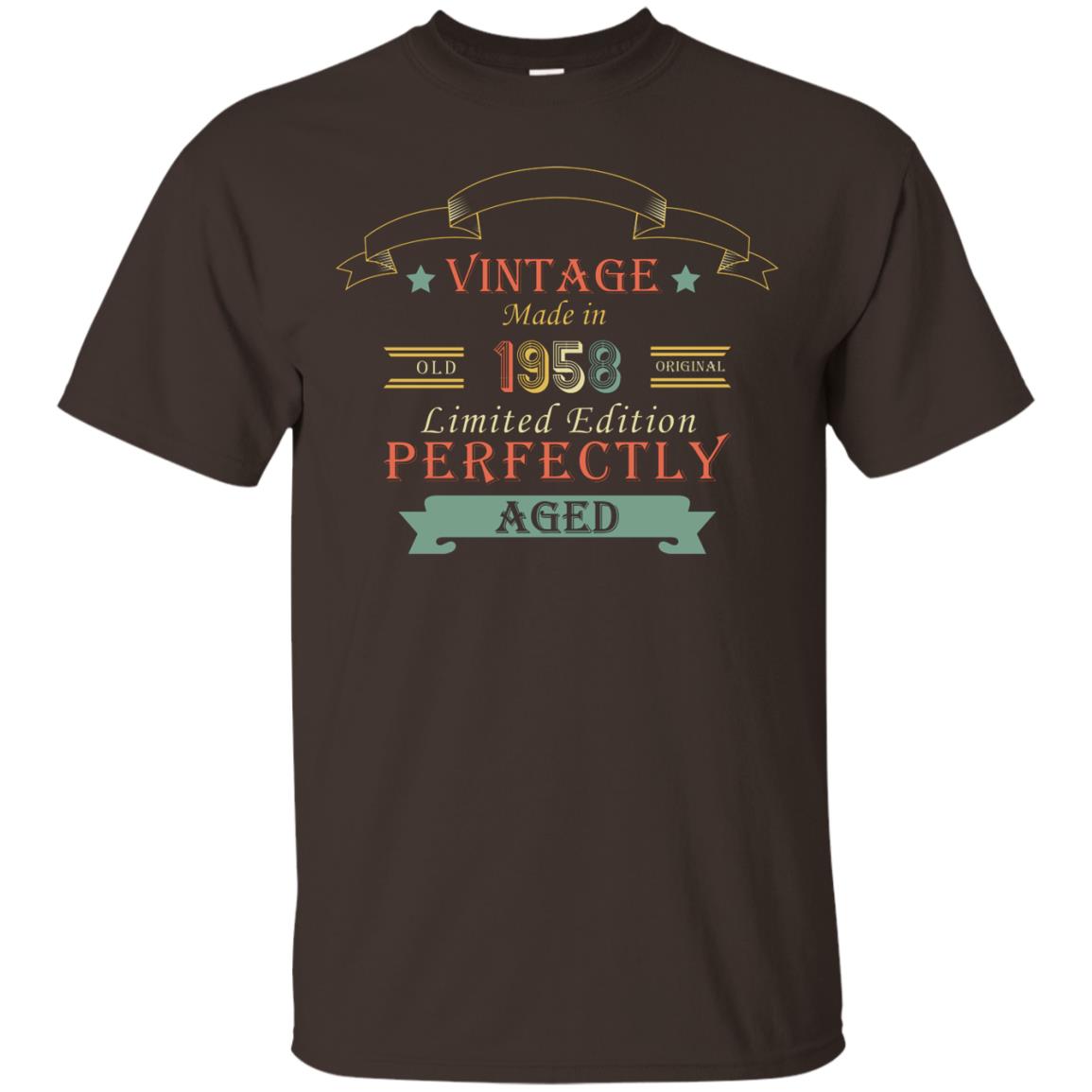 Vintage Made In Old 1958 Original Limited Edition Perfectly Aged 60th Birthday T-shirt Dark Chocolate