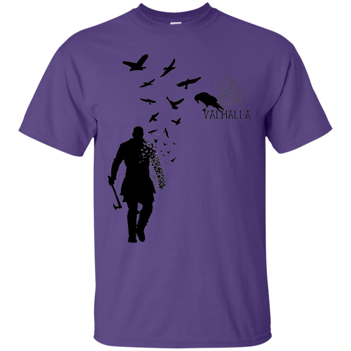 Vikings Axe Ragnar Lothbrok Flock Of Ravens Valhalla Symbol T-shirt Purple