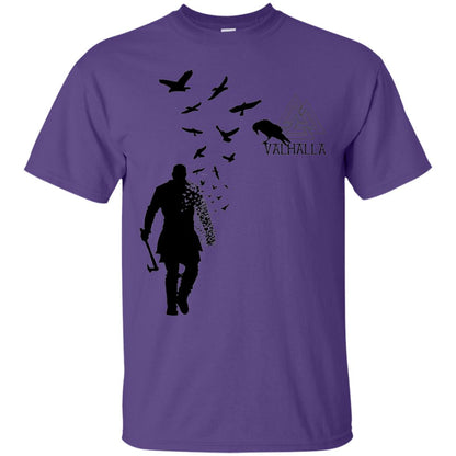 Vikings Axe Ragnar Lothbrok Flock Of Ravens Valhalla Symbol T-shirt Purple