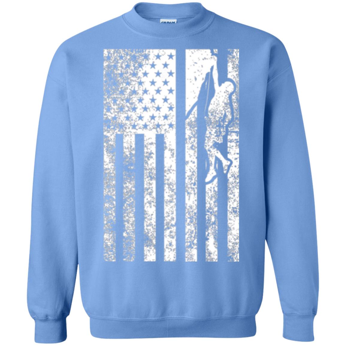 Rock Climbing T Shirt - Rock Climbing Flag Of United States T-shirt Carolina Blue