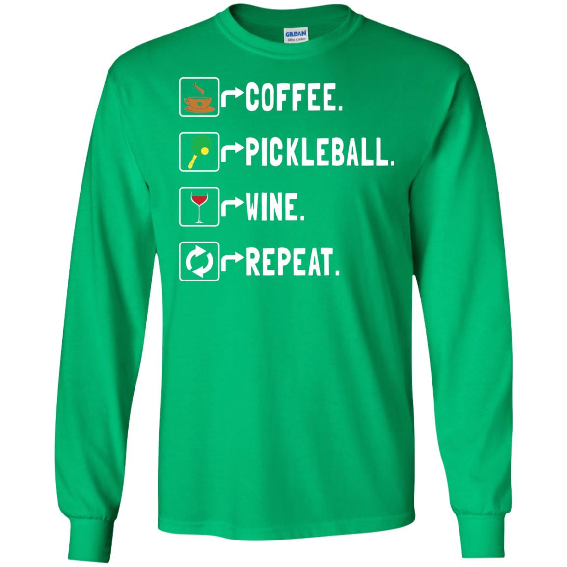 Funny Coffee Lovers T-shirt Pickleball Wine Repeat Irish Green