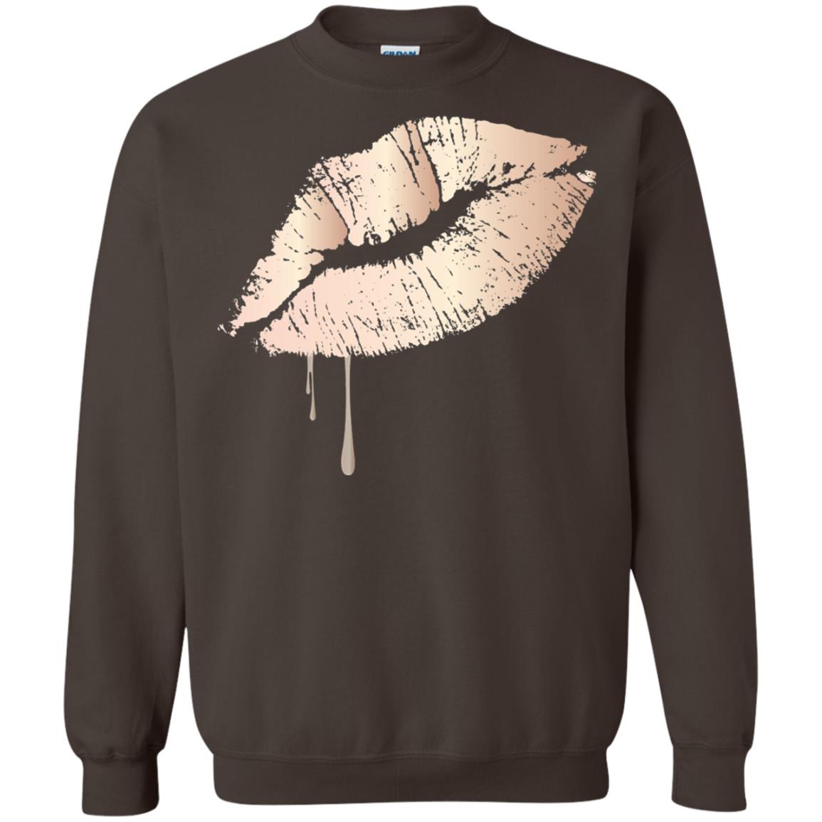 Rose Gold Dripping Lips T-shirt Dark Chocolate