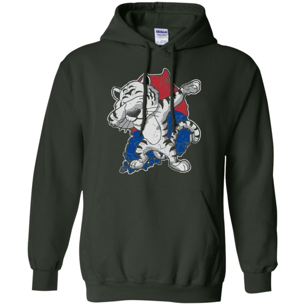 Dabbing White Tiger South Korea Flag T-shirt Forest Green