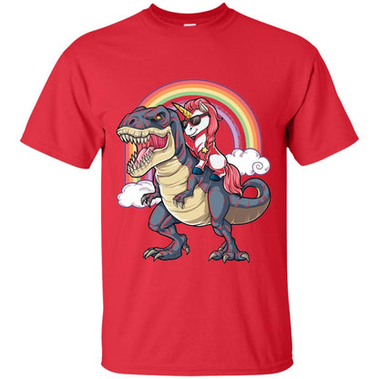 Unicorn Riding Dinosaur Shirt Unicorns Rainbow Red