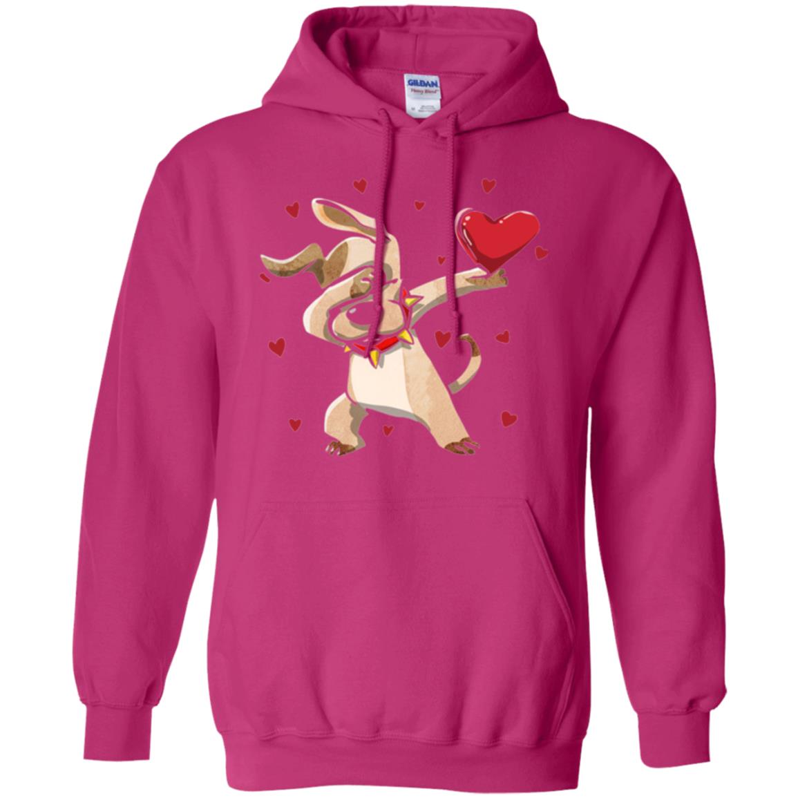 Funny Dabbing Dog Valentine_s Day T-shirt Heliconia