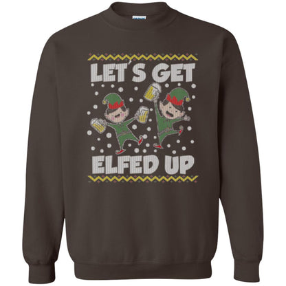 Christmas T-shirt Let_s Get Elfed Up Dark Chocolate