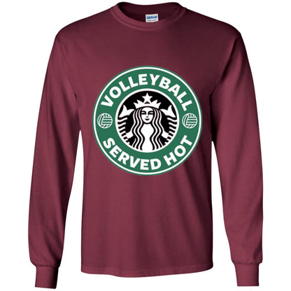 Volleyball Lovers T-shirt Served Hot Maroon