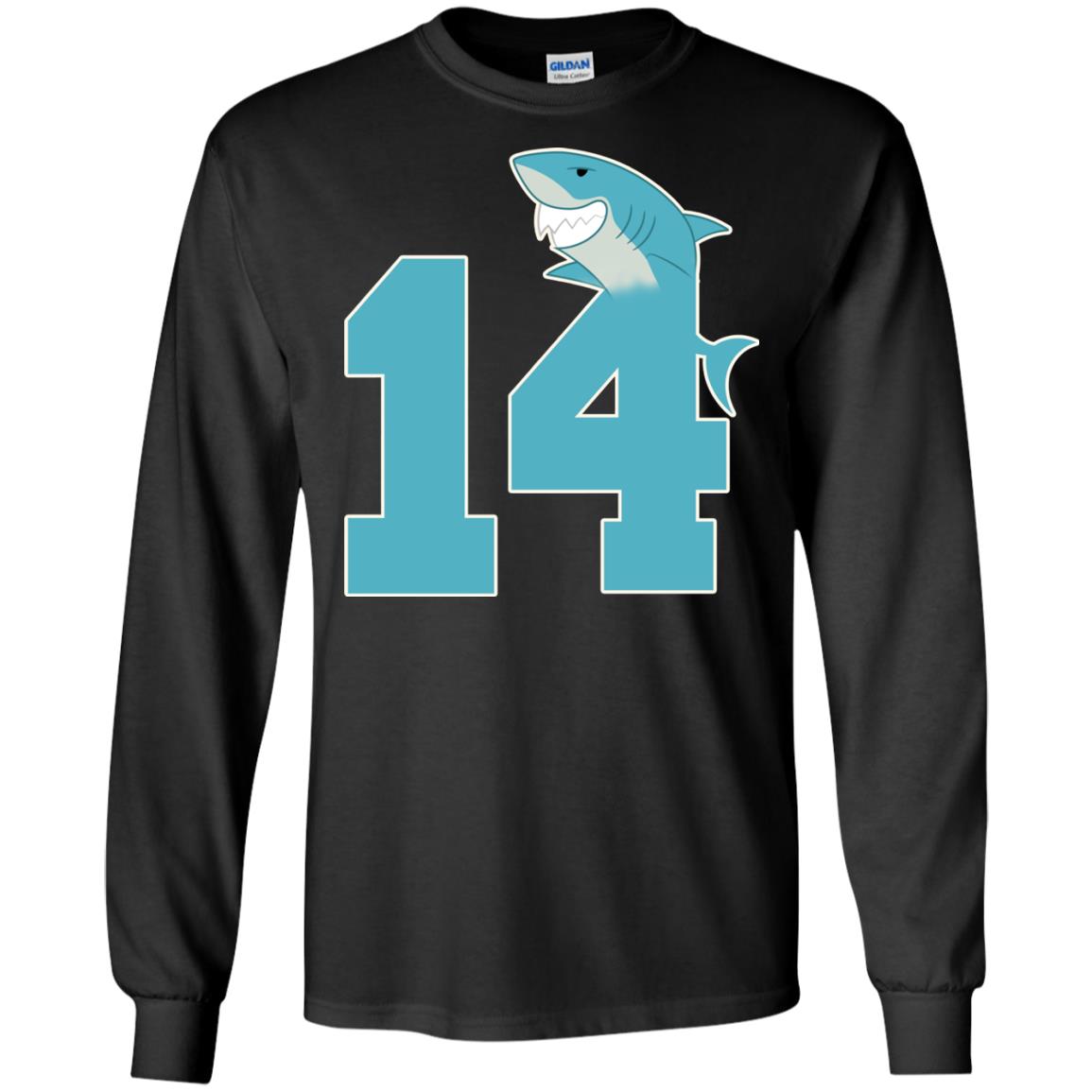14th Birthday Shark Party ShirtG240 Gildan LS Ultra Cotton T-Shirt