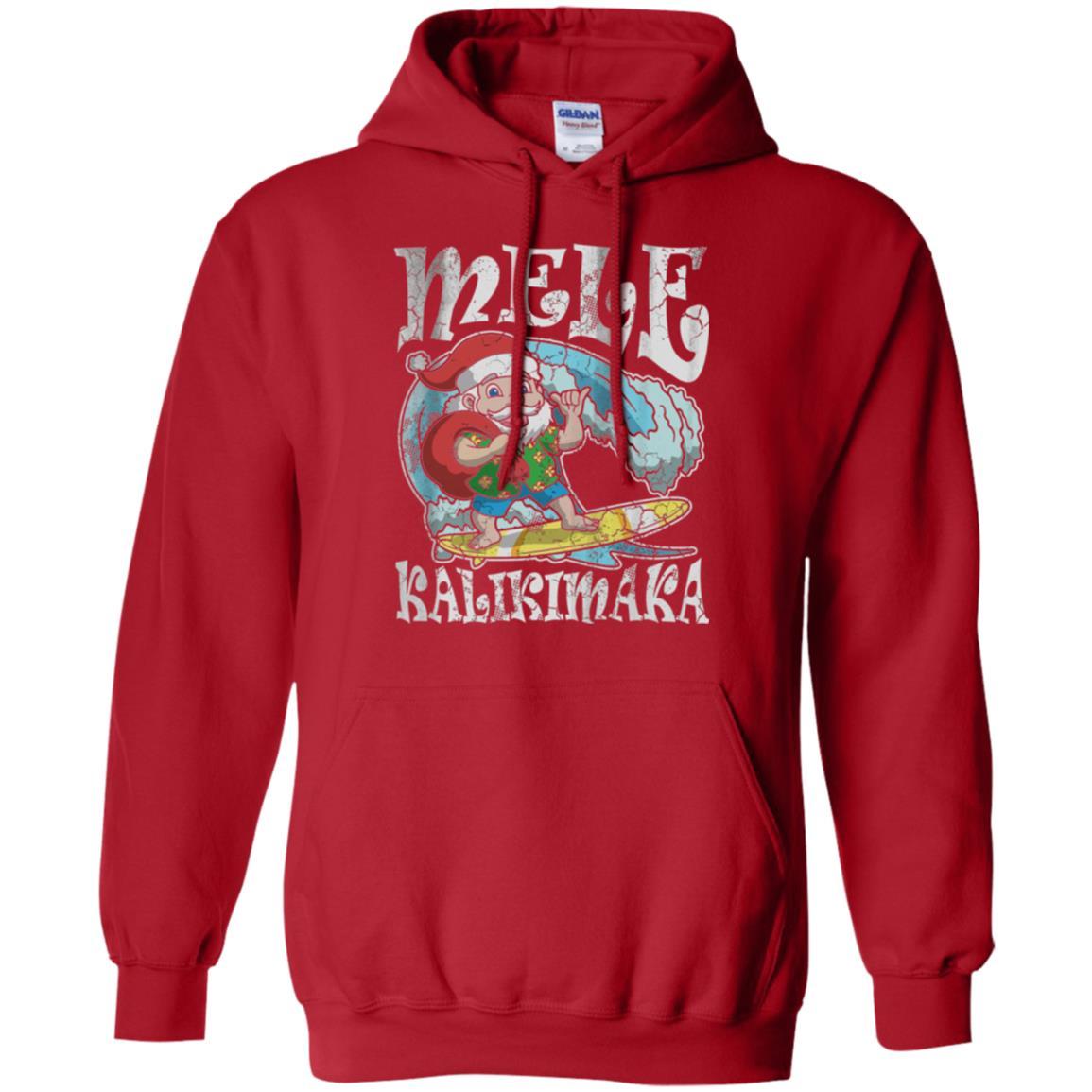 Christmas T-shirt Mele Kalikimaka Santa Hawaii Red