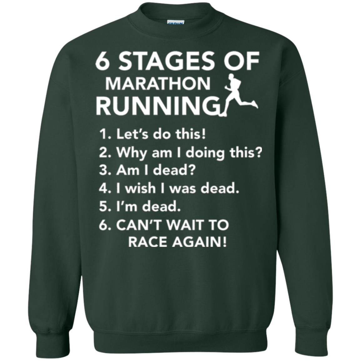Runner T-shirt 6 Stages Of Marathon Running Forest Green
