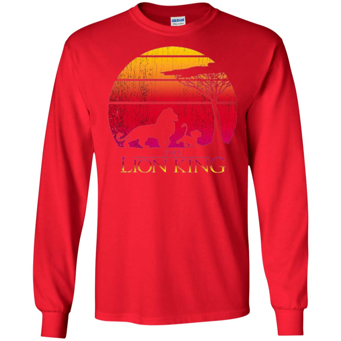 Cartoon T-shirt Lion King Vintage Sunset Red