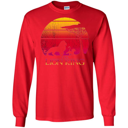 Cartoon T-shirt Lion King Vintage Sunset Red