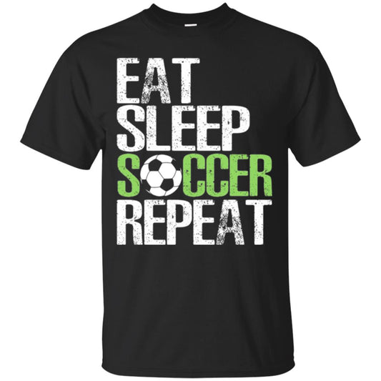 Soccer T-shirt Eat Sleep Soccer Repeat Black