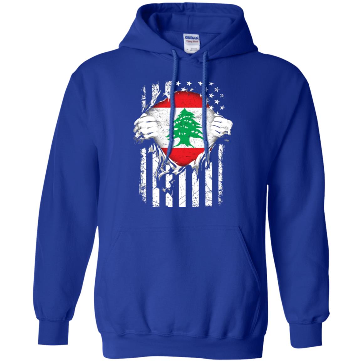 Super Lebanon Hearts American Patriot Flag Lebanese T-shirt Royal