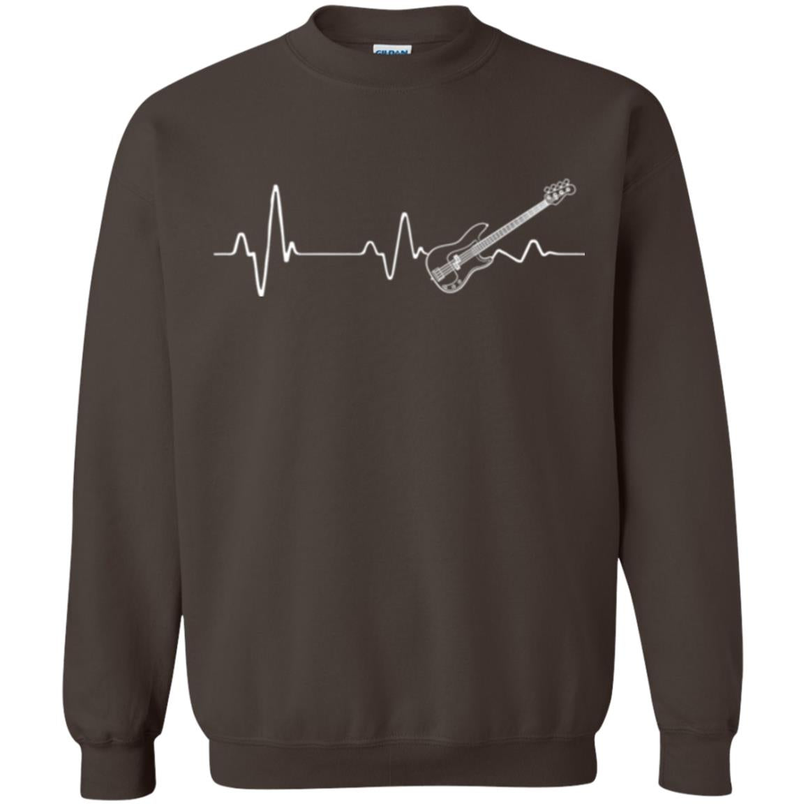Bass Guitar Lovers T-shirt Heartbeat Dark Chocolate