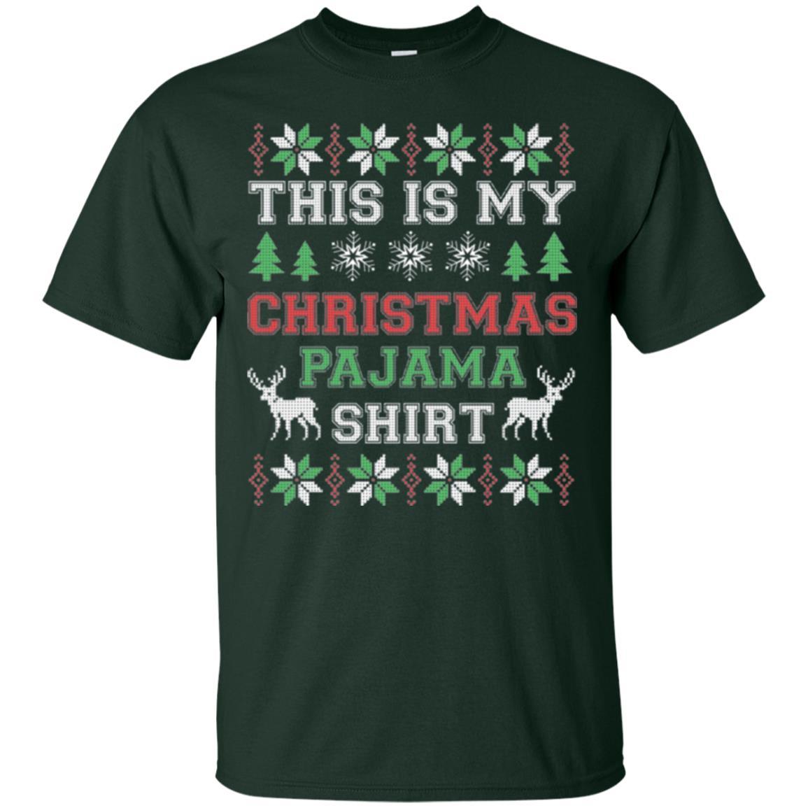 Christmas T-shirt This Is My Christmas Pajama Forest Green