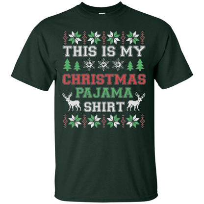 Christmas T-shirt This Is My Christmas Pajama Forest Green