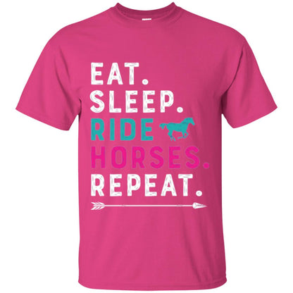 Horseback Lovers T-shirt Eat Sleep Ride Horses Repeat Heliconia