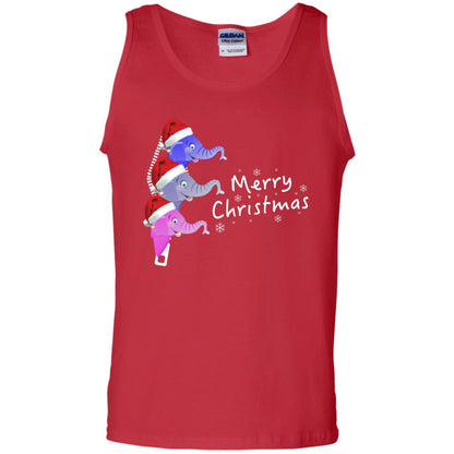 Merry Christmas Elephant With Santa Hat In Pocket Zip X-mas Gift Shirt Red