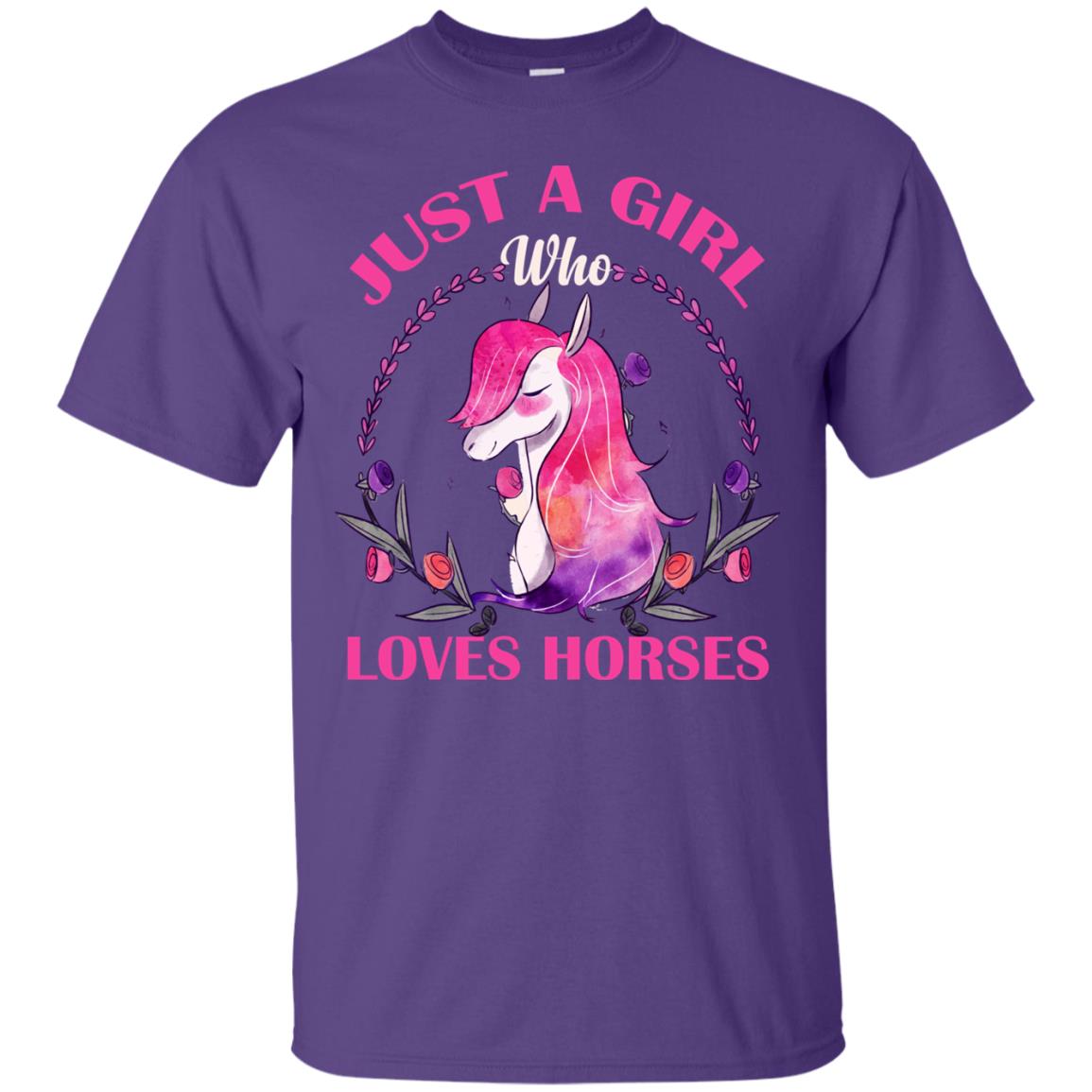 Just A Girl Who Loves Horses Lovely Horses Gift Shirt For Girls Purple