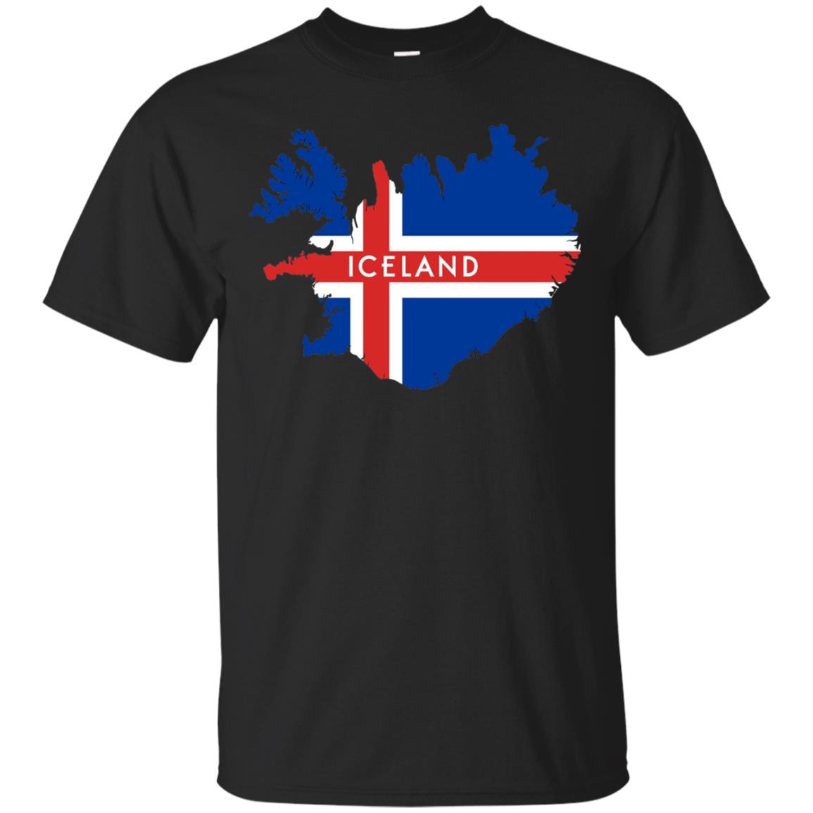 Iceland T-shirt With Flag And Map Black