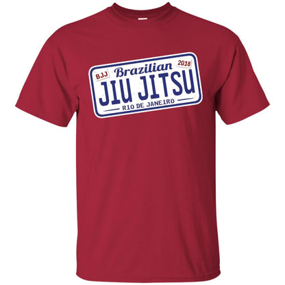 Funny Jiu Jitsu Bjj License Plate T-shirt Cardinal