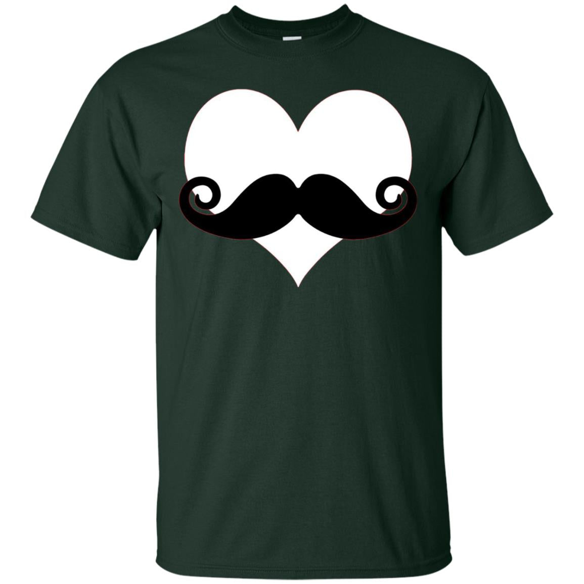 Mustache Heart Valentines Day T-shirt Forest