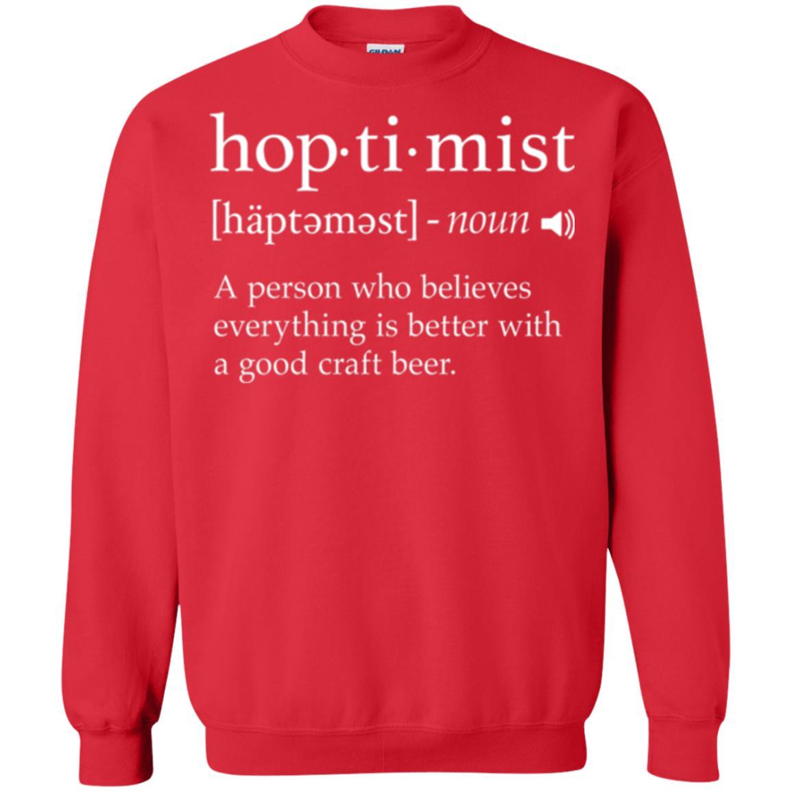 Beer Lover T-shirt Hoptimist Definition Red