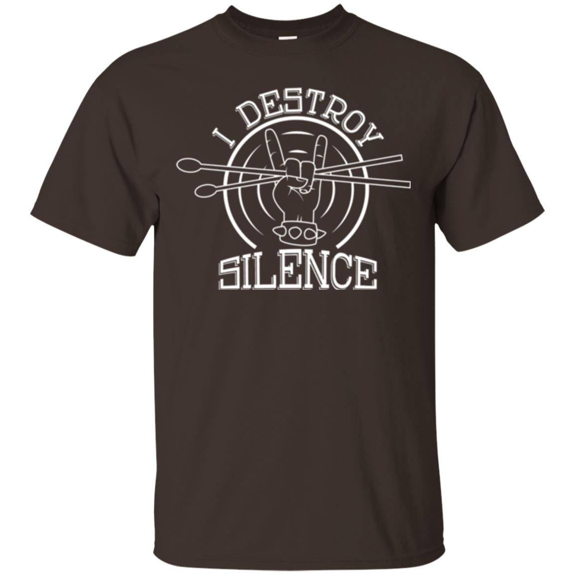 Drummer T-shirt I Destroy Silence Dark Chocolate