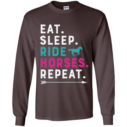 Horseback Lovers T-shirt Eat Sleep Ride Horses Repeat Dark Chocolate