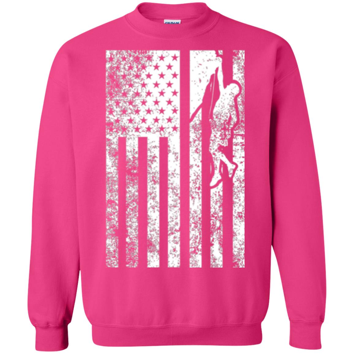 Rock Climbing T Shirt - Rock Climbing Flag Of United States T-shirt Heliconia